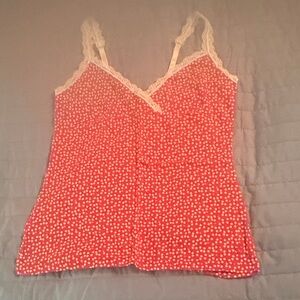 Victoria's Secret Red Polka Dot Lace-Trim Camisole